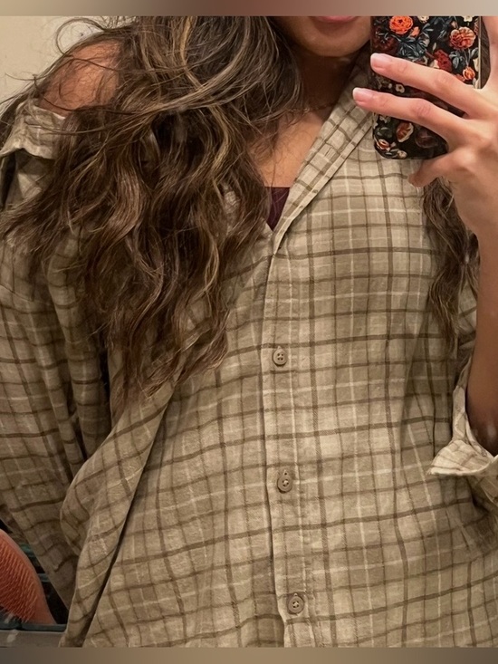 Cotton On Tops - Cotton On Women's Oversized Plaid Brushed Flannel Button Down Shirt